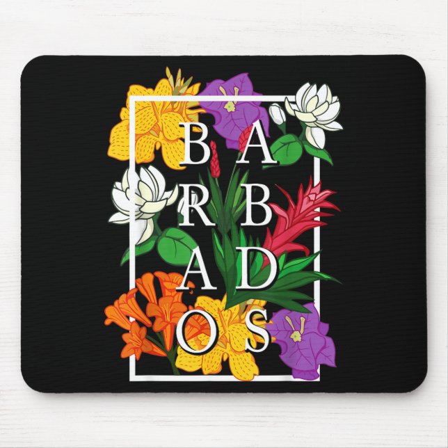 Tapis De Souris Barbados Bajan Wildflower Pride Floral  (Devant)