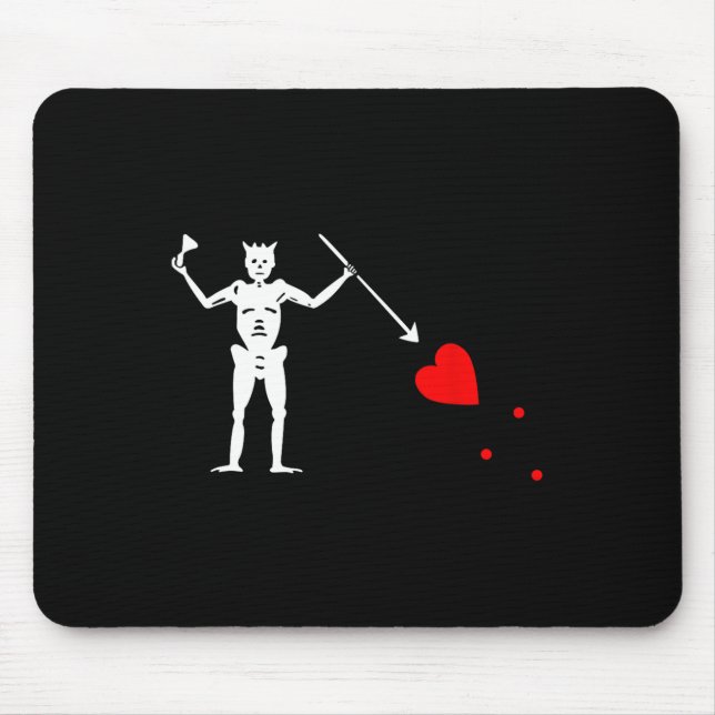 Tapis De Souris Barbe noire Jolly roger Drapeau Pirate Squelette H (Devant)