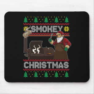 Tapis De Souris Barbecue Père Noël Grilling Roast Sur Fumeur Fumeu