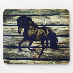 Tapis De Souris Barne primitiveBois équestre noir Stallion Horse
