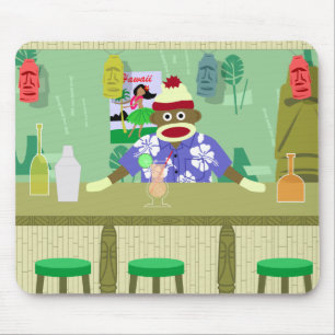 Tapis De Souris Barre de Tiki de singe de chaussette