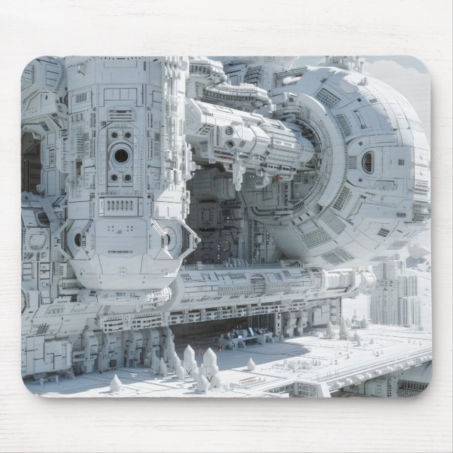 Tapis De Souris Base spatial de science-fiction blanc (Devant)
