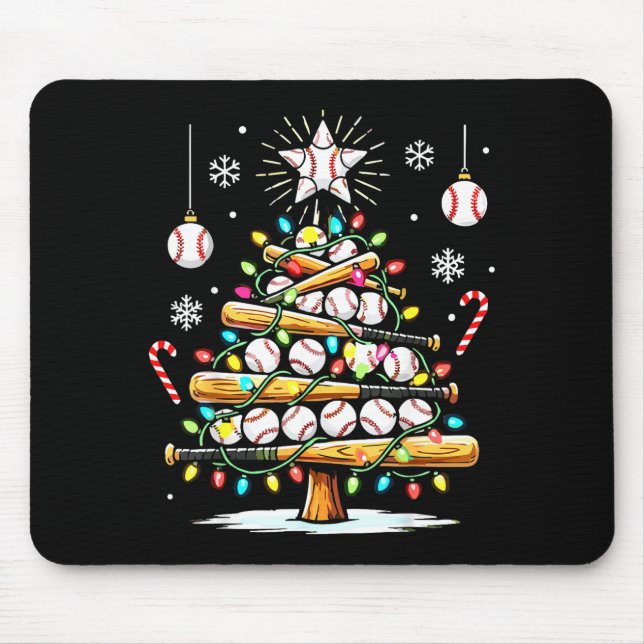Tapis De Souris Baseball Christmas Tree Lights  (Devant)