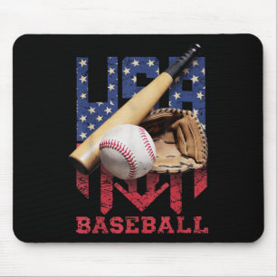 Tapis De Souris Baseball Patriotique 4 Juillet Hommes États-Unis D