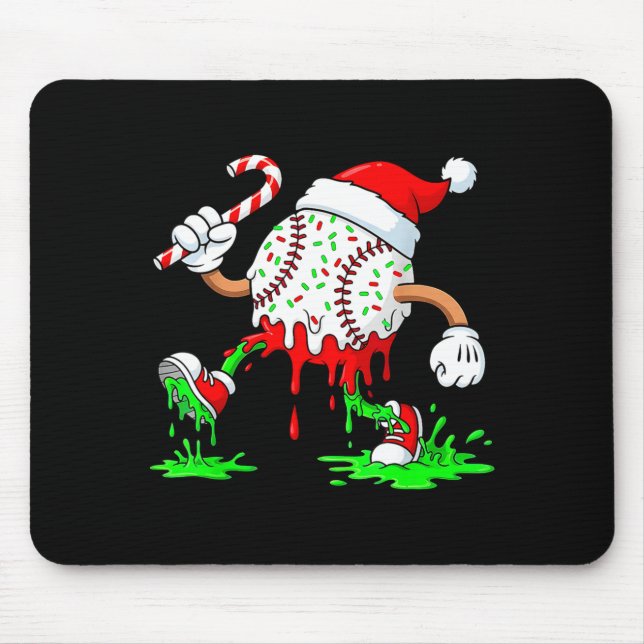 Tapis De Souris Baseball Santa Hat Christmas Ice Cream Drip Candy  (Devant)