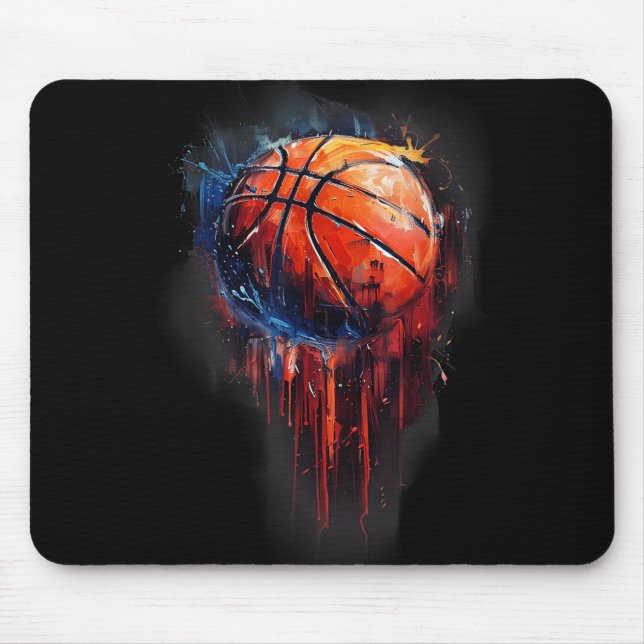 Tapis De Souris Basket-ball Basketball Boucle Aquarelle Colo (Devant)