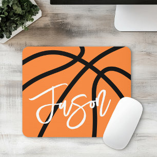 Tapis De Souris Basket-ball noir orange nom personnalisé