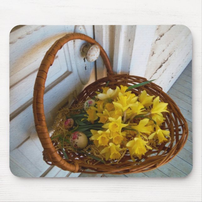 Tapis De Souris Basket de Yellow Daffodils,white antique door (Devant)
