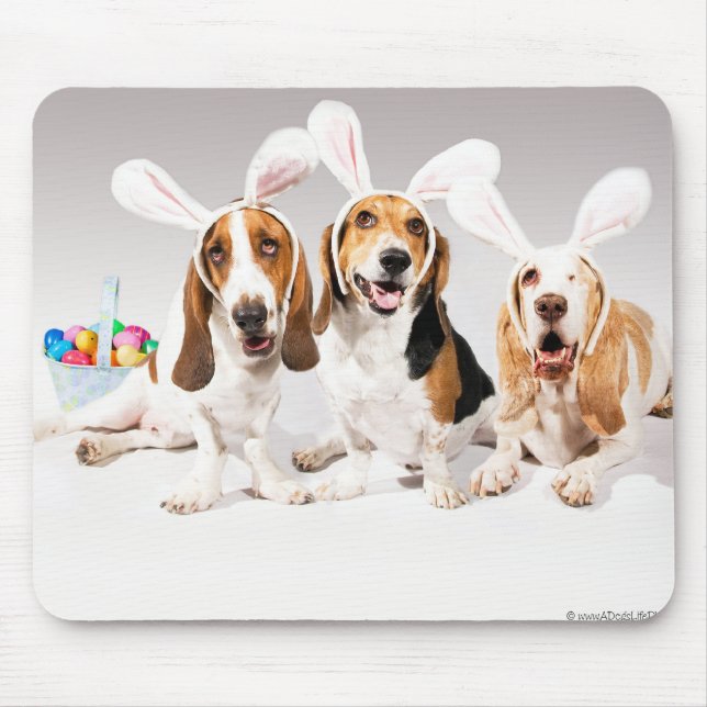 Tapis De Souris Basset heureux Mousepad de Pâques (Devant)