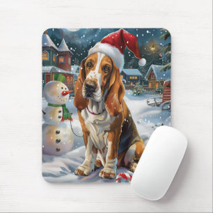 Tapis De Souris Basset Hound Chien Merveilleux Noël Joie de Noël