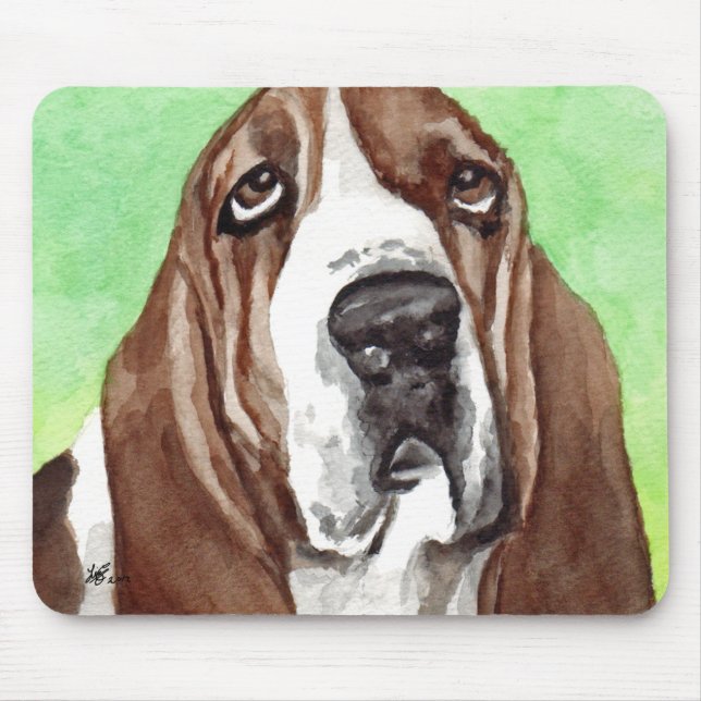 Tapis De Souris Basset watercolor (Devant)