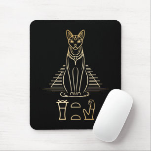 Tapis De Souris Bastet avec le nom en hiéroglyphes et Égypte Pyram