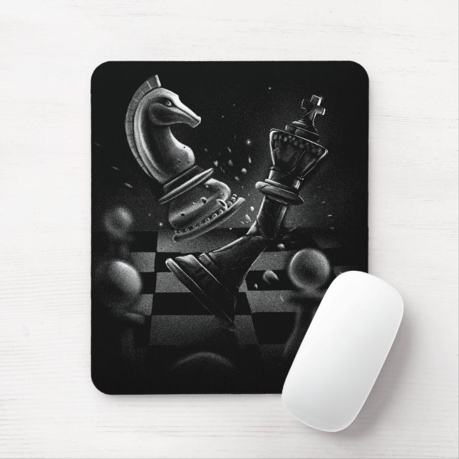 Tapis De Souris Bataille aux échecs dramatique - Chevalier contre  (Avec souris)