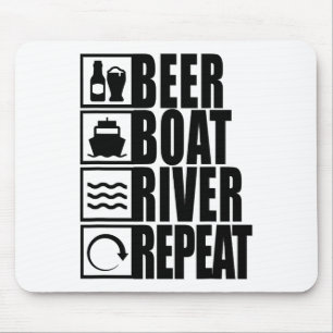 Tapis De Souris Bateau à bière de rivière Répéter la vie de boisso