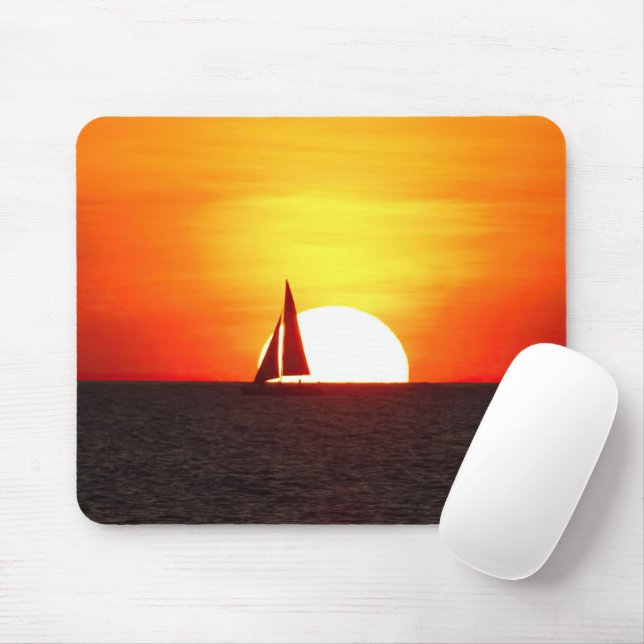 Tapis De Souris Bateau à voile à Sunset (Avec souris)