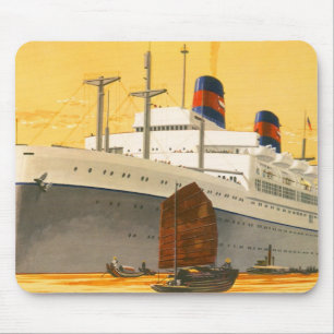Tapis De Souris Bateau de croisière vintage vers l'Orient avec des