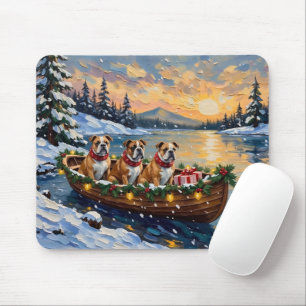 Tapis De Souris Bateau de Noël de Noël Bulldog