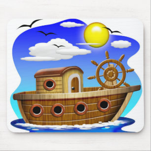 Tapis De Souris Bateau de pêche dessin animé