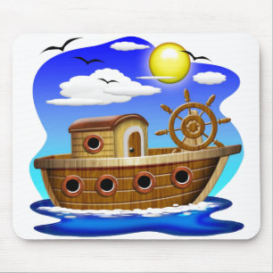 Tapis De Souris Bateau de pêche dessin animé 