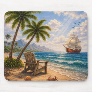 Tapis De Souris Bateau de Voile de Plage Tropicale Scène Côtière V