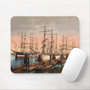 Tapis De Souris Bateaux dans le port de Hambourg, Allemagne