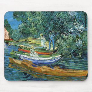Tapis De Souris Bateaux d'aviron de Van Gogh sur les banques de