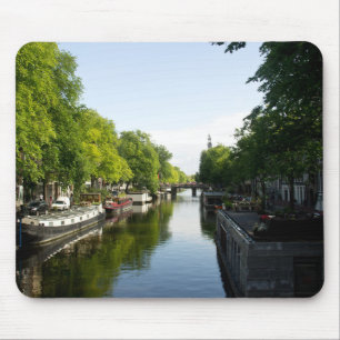 Tapis De Souris Bateaux maison sur le canal d'Amsterdam
