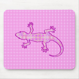 Tapis De Souris Batik tribal Gecko - orchidée et coquille rose