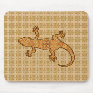 Tapis De Souris Batik tribal Gecko - rouille, ambre et bronze