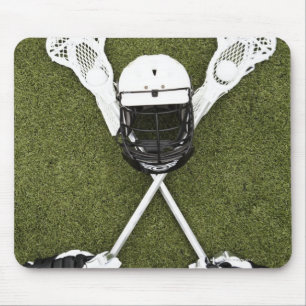 Tapis De Souris Bâtons de lacrosse, gants, boules et casque de