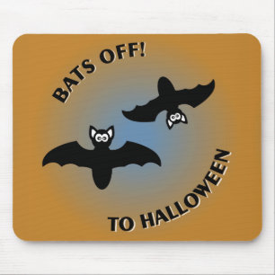 Tapis De Souris Bats d'Halloween bleu orange