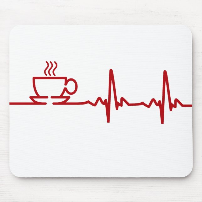 Tapis De Souris Battement de coeur ECG de café de matin (Devant)
