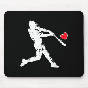 Tapis De Souris Batter Baseball de la Saint-Valentin Silhouette Cœ