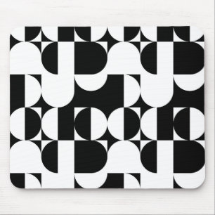 Tapis De Souris Bauhaus Noir Et Blanc Moderne Géométrique Abstra