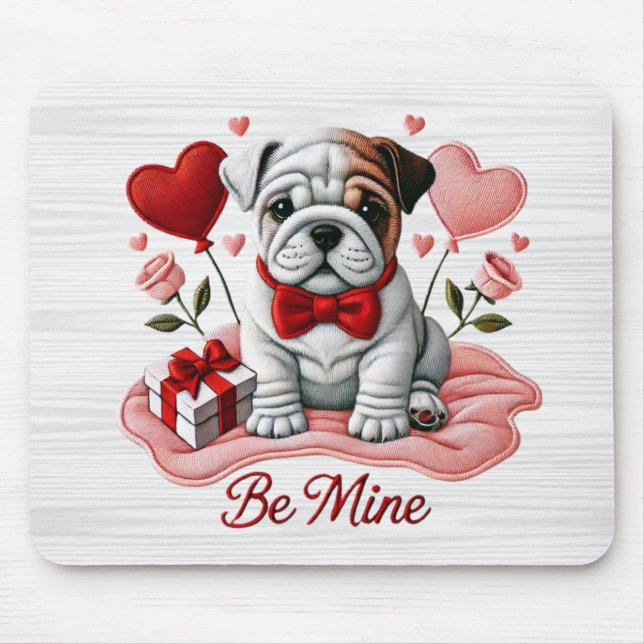 Tapis De Souris Be Mine Valentine English Bulldog Mousepad (Devant)