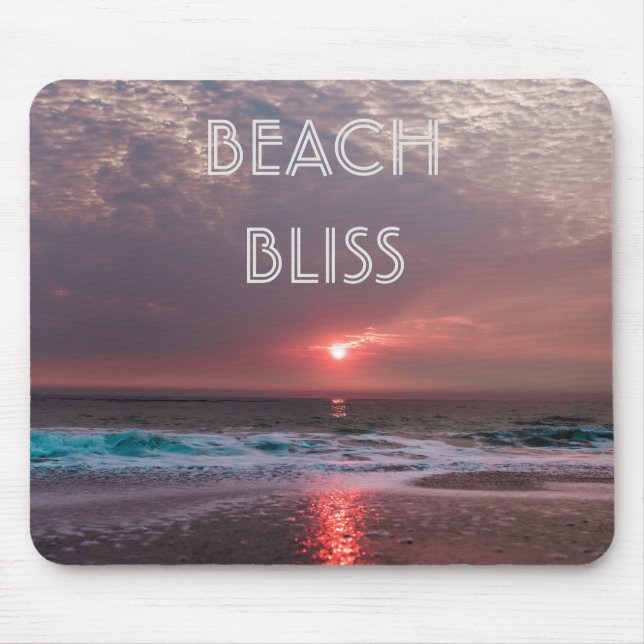 Tapis De Souris Beach Bliss Tropical Paradise Sunset Editable (Devant)