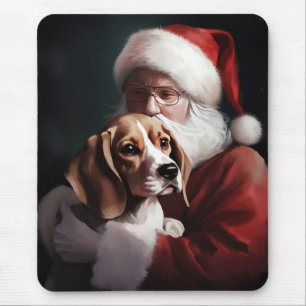 Tapis De Souris Beagle avec le Père Noël Festif Noël