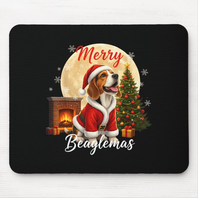 Tapis De Souris Beagle Christmas Beagle Costume Beagle Xmas Merry  (Devant)