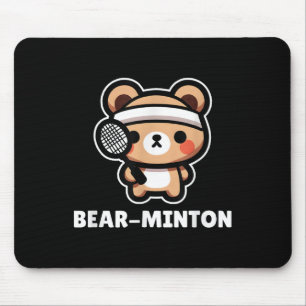 Tapis De Souris Bear minton Cute Kawaii Cartoon Bear Cub Badminton