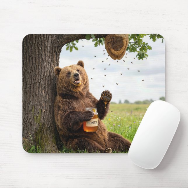 Tapis De Souris Bear With a Jar of Honey (Avec souris)