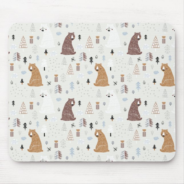 Tapis De Souris Bears mignonne dans le Motif Woods (Devant)