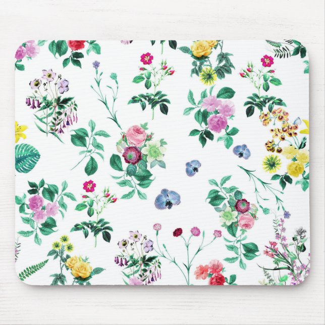 Tapis De Souris Beau Art Floral Rétro (Devant)