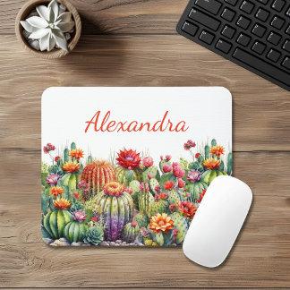 Tapis De Souris Beau Cactus Flower Avec Nom