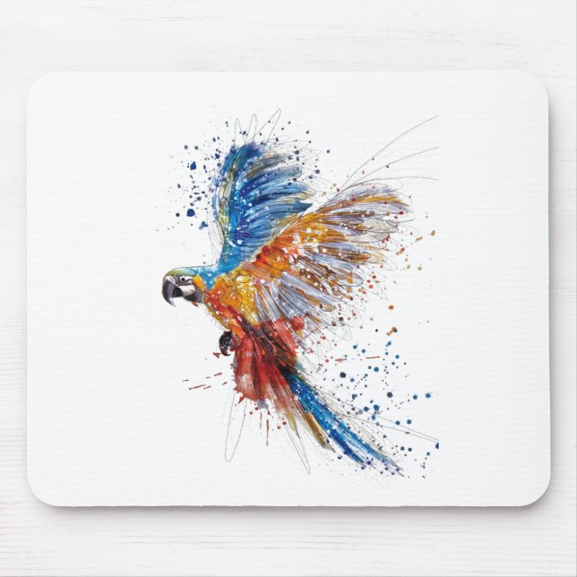 Tapis De Souris Beau perroquet levant ses ailes (Devant)