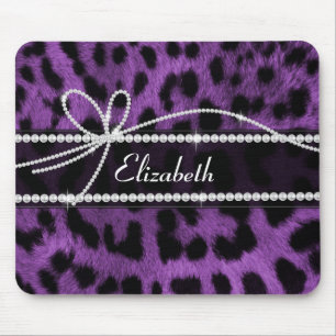 Tapis De Souris Beau poster de animal leopard à la mode faux viol