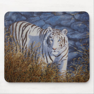 Tapis De Souris Beau tigre blanc aux yeux bleu cristal