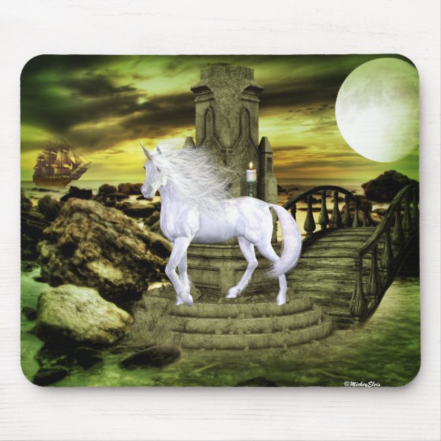 Tapis De Souris Beauté de blanc de licorne (Devant)