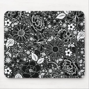 Tapis De Souris Beautés botaniques Noir et Blanc