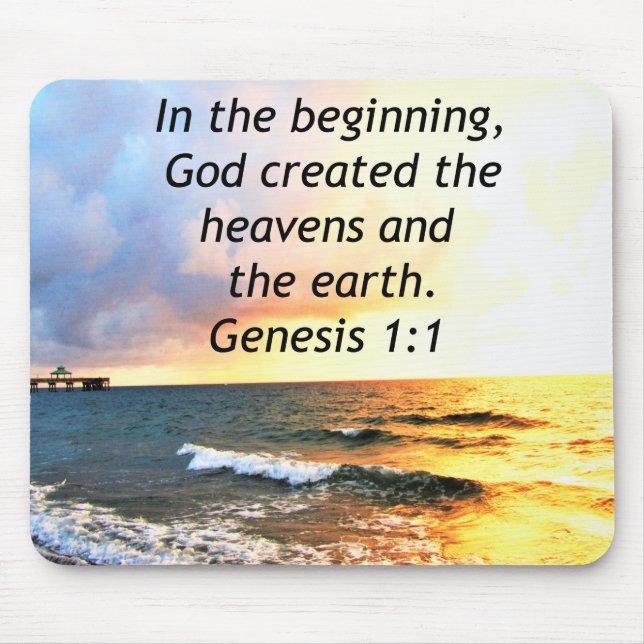 TAPIS DE SOURIS BEAUTIFUL GENESIS 1:1 BIBLE QUOTE DESIGN (Devant)