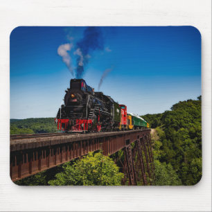 Tapis De Souris Beautiful Steam Locomotive Over a Bridge JS8419